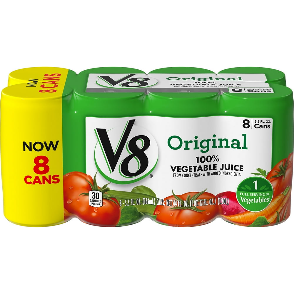 V8 Original 100 Vegetable Juice, 5.5 oz. Can (Pack of 8)