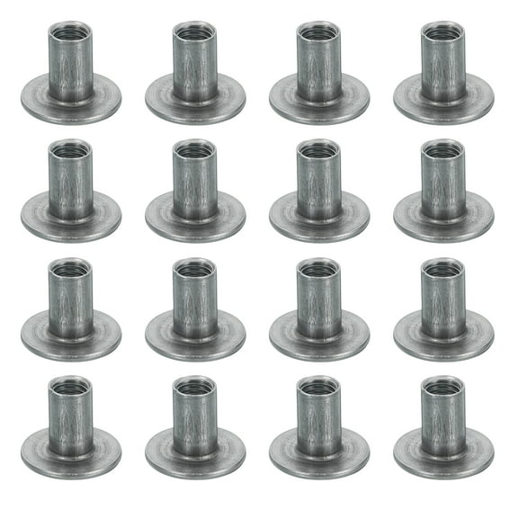 16Pcs M8x17.5x17mm Brad Hole Tee Nut Carbon Steel T-Nut Round Base Plate Nut
