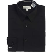 Boy's Classic Fit Long Sleeve Casual Button Down Toddler Kids Dress Shirt (Black, 16)
