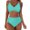 Mint Green, variant on Staron Women's Bikini Set Two Piece Swimsuit Push Up Padded High Cut Solid Color Beachwear Tankini Bathing Suit, Blue L