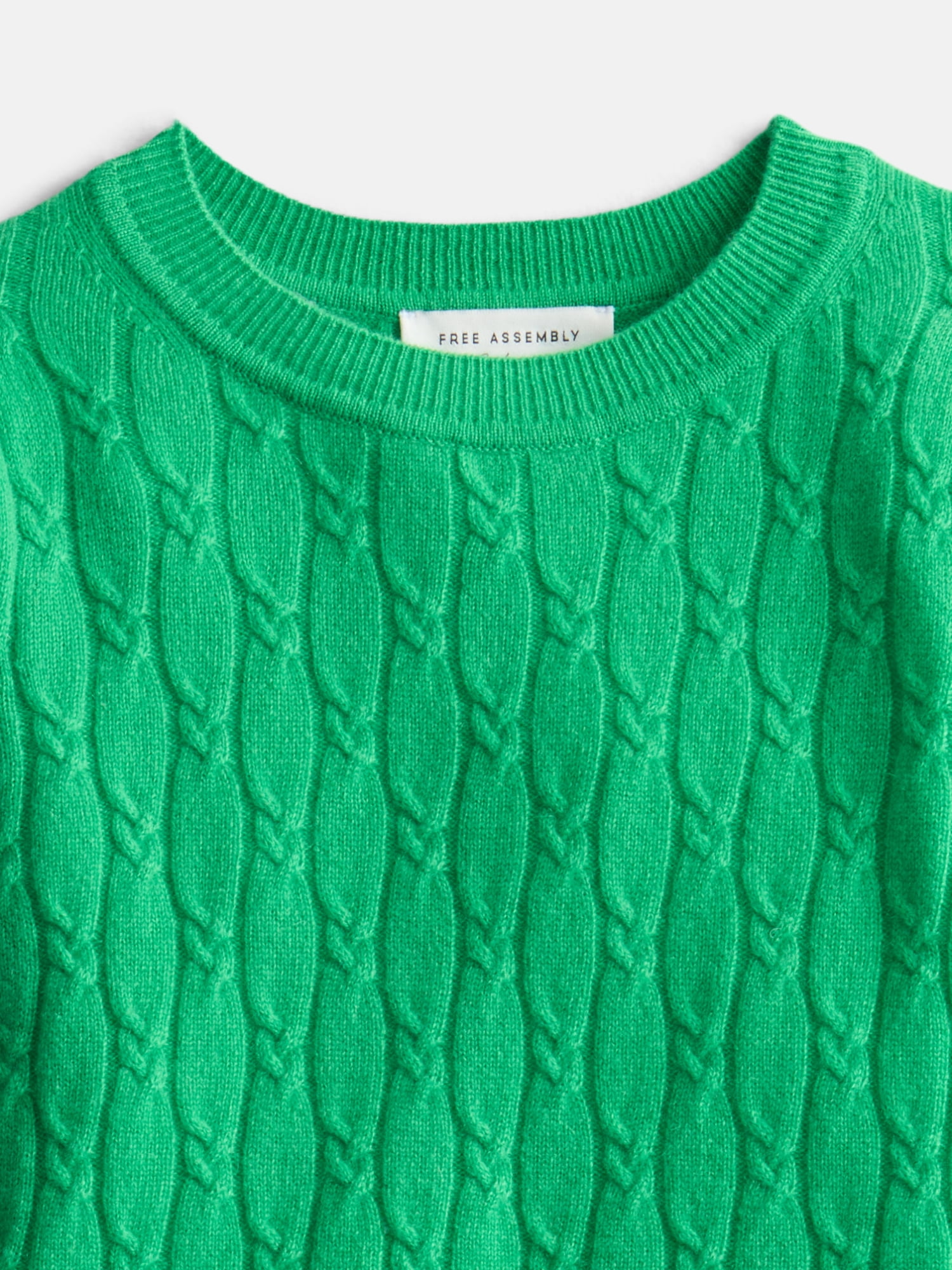 Free Assembly Toddler and Kids Cable Knit Cashmere Sweater with Puff Sleeves, Sizes 2T-5T and 6-12