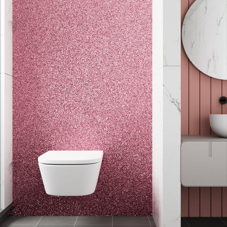 Stickyart Hot Pink Sequins Sparkle Wallpaper Self Adhesive Chunky Glitter Wallpaper Roll Peel and Stick Sparkly Contact Paper for Bedroom Girls Room
