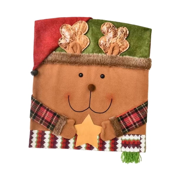 Funda para silla con respaldo navideño, accesorio decorativo para silla de comedor, funda antideslizante para sala de estar, ligera, multifuncional Reno