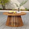 thumbnail image 2 of Tcbosik 31.5" Outdoor Coffee Table, Wood Accent Table. Round Patio Table for Garden, Porch, Balcony, Easy Assembly, Teak, 2 of 8