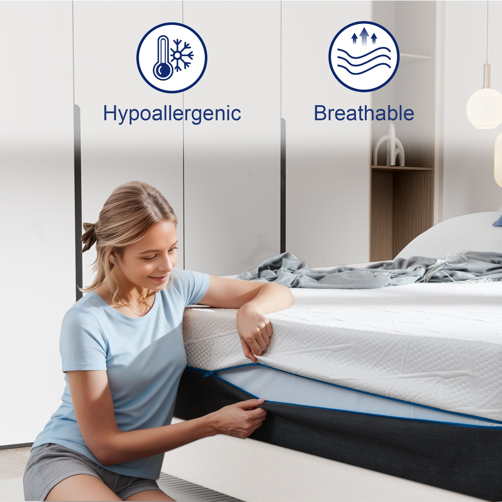 King Size Mattress, GELBIY 12" Gel Memory Foam Mattress in a Box with Breathable Cover