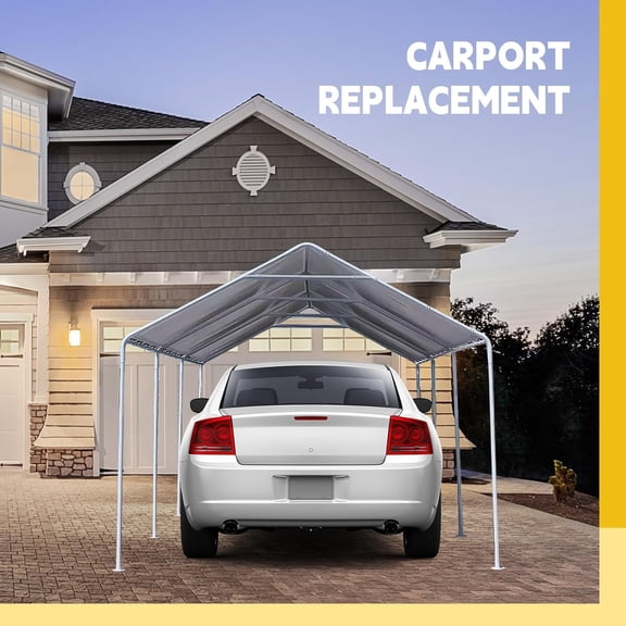 12 x 20 ft Heavy Duty Canopy Replacement Cover Waterproof Carport Garage Car Shelter Tarp Tent for Car Canopy with 50 Ball Bungees, Only Top Cover, Frame is Not Included$$Garden & Patio