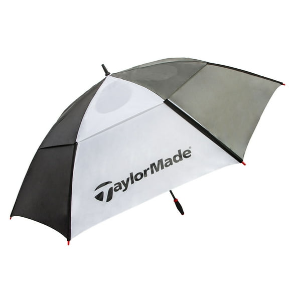 TaylorMade 68-inch Auto Open Vented Golf Umbrella Black/White Elastic Straps