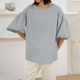 thumbnail image 1 of FcBaudy Hauts pour Femmes, Chemises pour Femmes, Manches Courtes Col Rond Blouses & Chemises d'Été Unies Chemises Amples Manches Bouffantes Manches Courtes Col Rond Blouses pour Femmes, 1 of 4