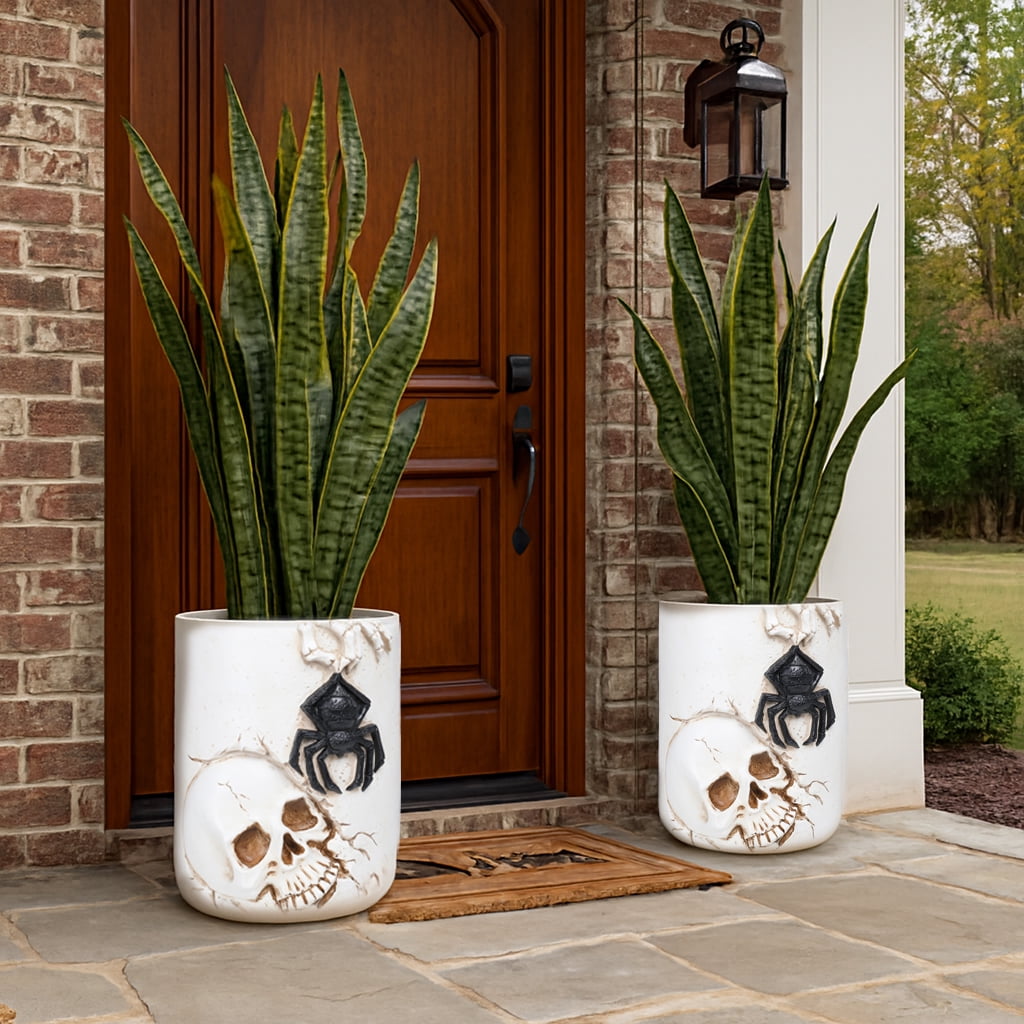 Large Pots For Plants, Large Planters For Indoor Plants, Indoor Plant Pots For Home Garden Patio Office,Gothic-Inspired Decorative Flower Pot , White(Only Plant Pots Available)