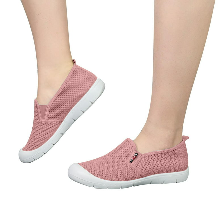 CAICJ98 Womens Tennis Shoes Women's Fashion Sneakers Low Top Casual Loafer  Slip On Flat Walking Shoes,Pink 