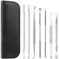 thumbnail image 1 of Roofei Blackhead Remover Comedone Extractor, Curved Blackhead Tweezers Kit, 11-Heads Professional Stainless Pimple Acne Blemish Removal Tools Set, Silver, 1 of 8