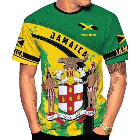 Personalized Jamaica Shirt 3D, Custom Jamaica Flag Lion Shirt for Men and Women, Jamaican Pride T-Shirt Unisex (S)