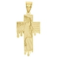 thumbnail image 3 of Genuine 10K Yellow Gold Diamond Cut Jesus Face Cross Charm Blood Drip Pendant 2", 3 of 6