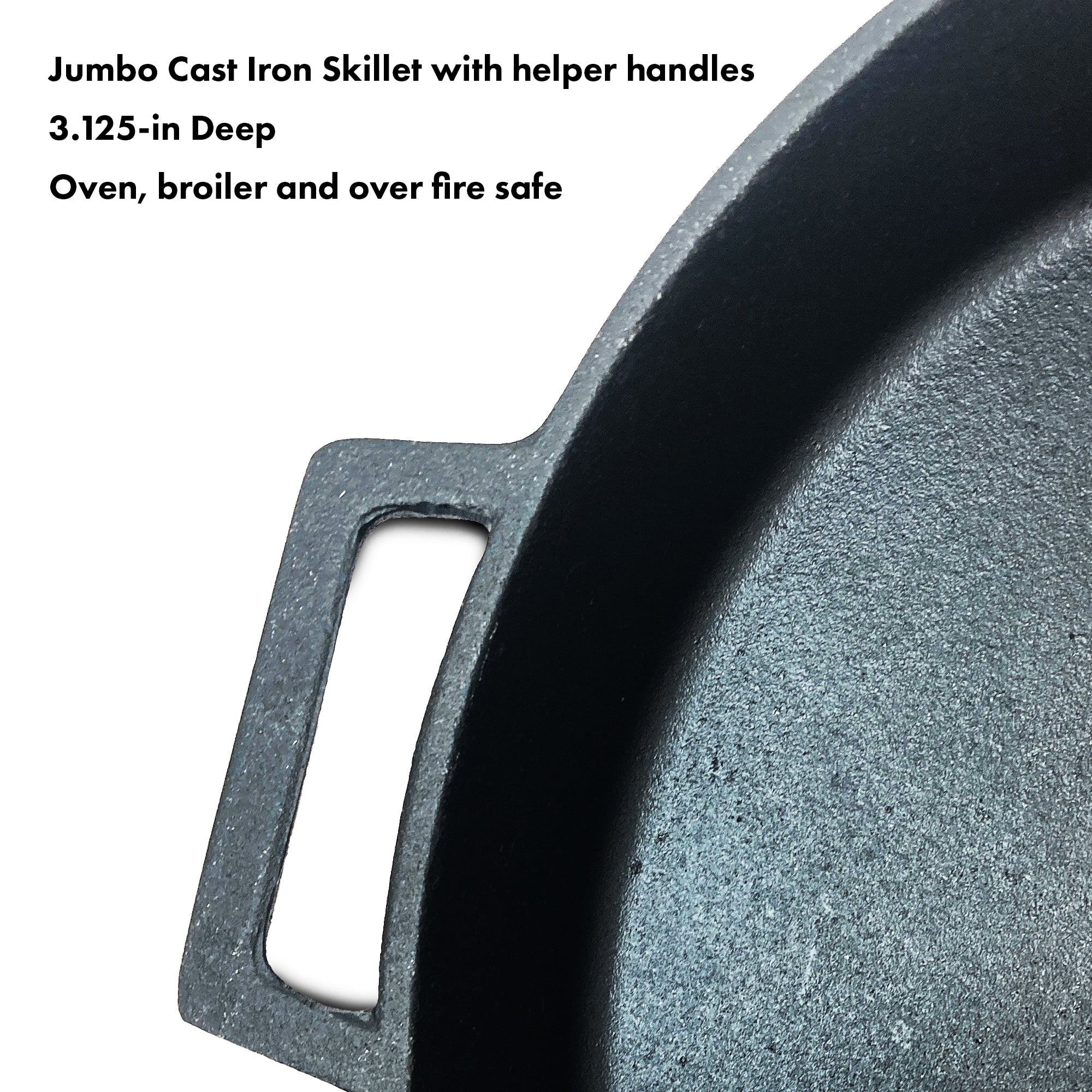 Bayou Classic 20 Inch Jumbo Cast Iron Skillet Features Dual Helper