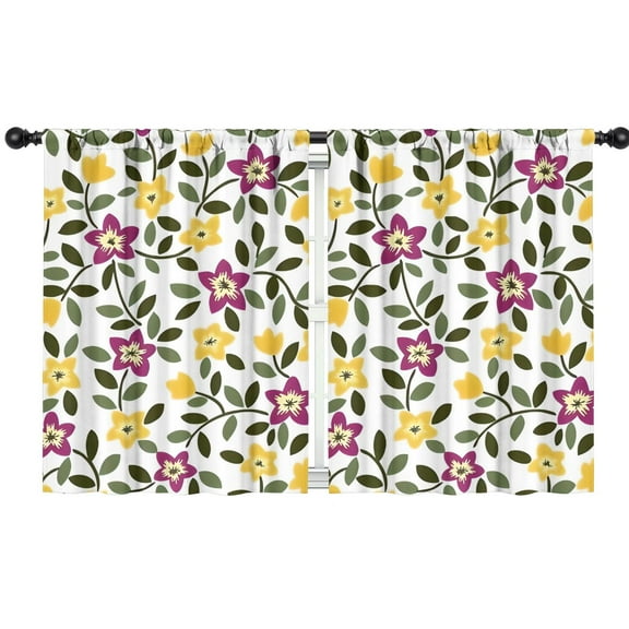 Blackout Kids Curtains,Pioneer Flower Floral Print Pattern Childrens Insulated Curtains Set Of 2,Bedroom Essentials,Toddler Room Decor 42"x54"
