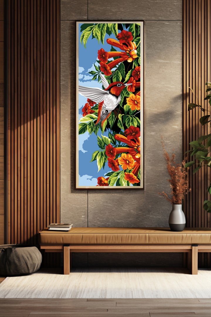 Needlepoint canvas for halfstitch without yarn Hummingbird SE950.158 Seg De Paris Printed Tapestry Canvas
