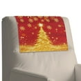 thumbnail image 4 of SCRAWLGOD Christmas Tree Snowflake Golden Red 2 Piece Non Slip Headrest Protector PU Leather Recliner Headrest Cover Sofa Couch Chair Head Protector for Furniture Living Room,17x27in, 4 of 7
