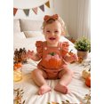 thumbnail image 4 of RUINIXCW Newborn Baby Girl Halloween Outfit Infant Baby Girls Summer Fall Clothes Pumpkin Romper Overalls Flying Sleeve Bodysuit Headband 2Pcs Set, 4 of 10