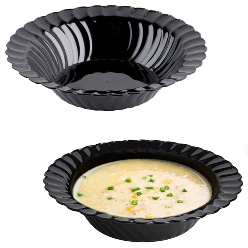 Disposable Black Plastic Round 12oz Soup/Salad Bowls 1 Case (180