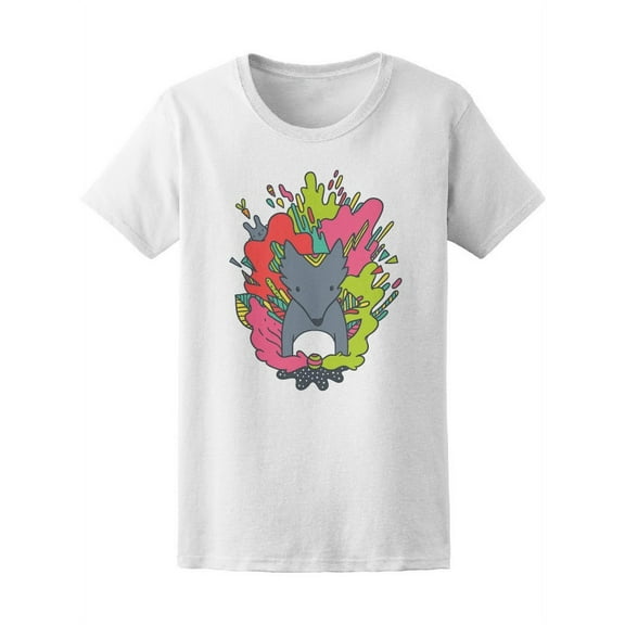 Abstract Wolf With Doodles Tee Women's -Image by Shutterstock