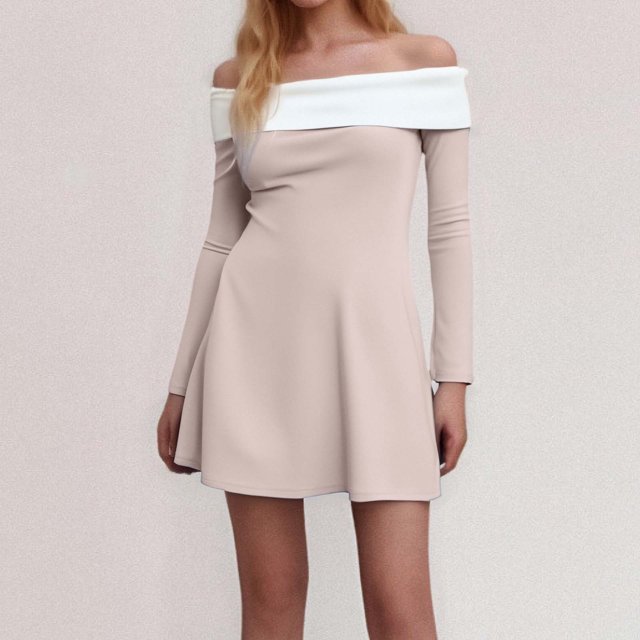 WILLBEST Vestido Floreado Mujer Vestido De Manga Larga En Capas Con Bloques De Color Para Mujer Diseño Ajustado Sin Tirantes Para