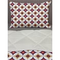 thumbnail image 3 of East Comforter & Sham Bedding Set, Balinese Retro Mosaic Pattern with Circles and Squares, 3 pcs Duvet Set Microfiber Filling Quilt, 5 Sizes, Dark Purple Vermilion, by Ambesonne, 3 of 4