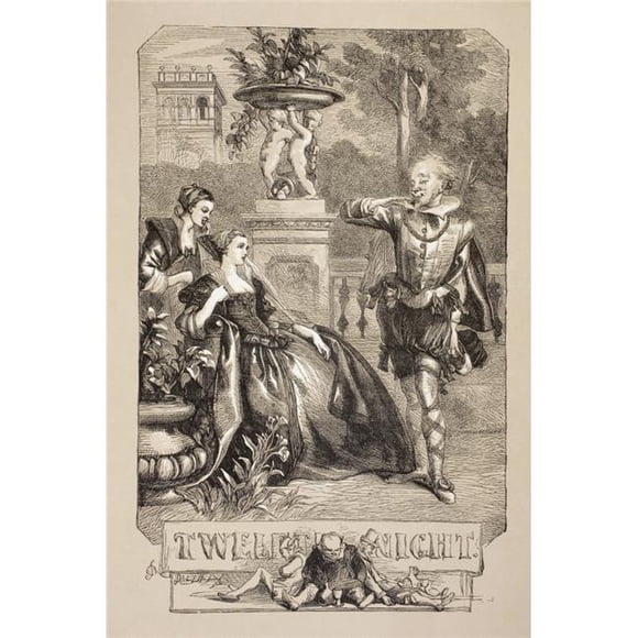 Design Pics DPI1904429 Illustration by Sir John Gilbert for Twelfth Night by William Shakespeare From The Illustrated Library Shakspeare Published London 1890 Poster Print, 12 x 18