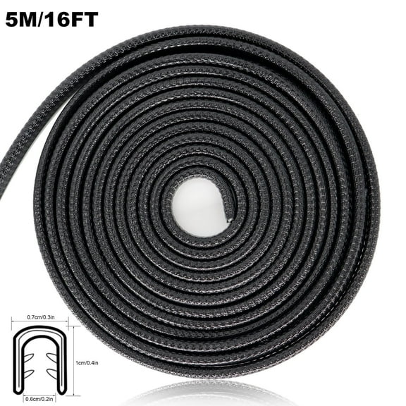 AUTOXBERT 16ft/5m Car Door Edge Guard U Shape Rubber Seal Strip Trim Scratch Protector Universal Black