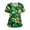Dark Green, variant on Women's Printed V-Neck Short Sleeve Overalls with Pockets, St. Patrick's Day Theme, Casual Work Uniform Top for Women,Green S