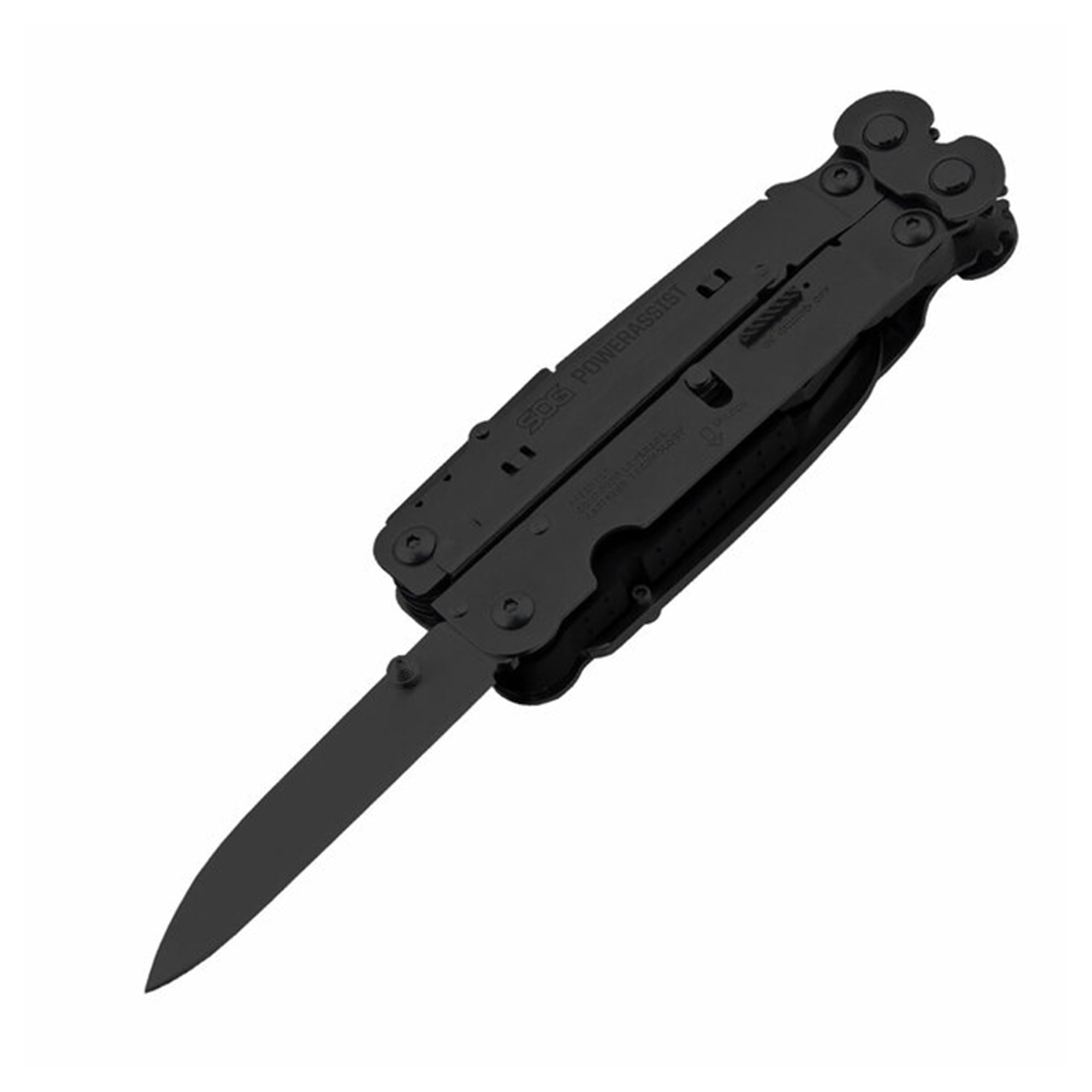 SOG PowerAssist Stainless Steel Folding Knife 16 Tool Multi Tool, Black