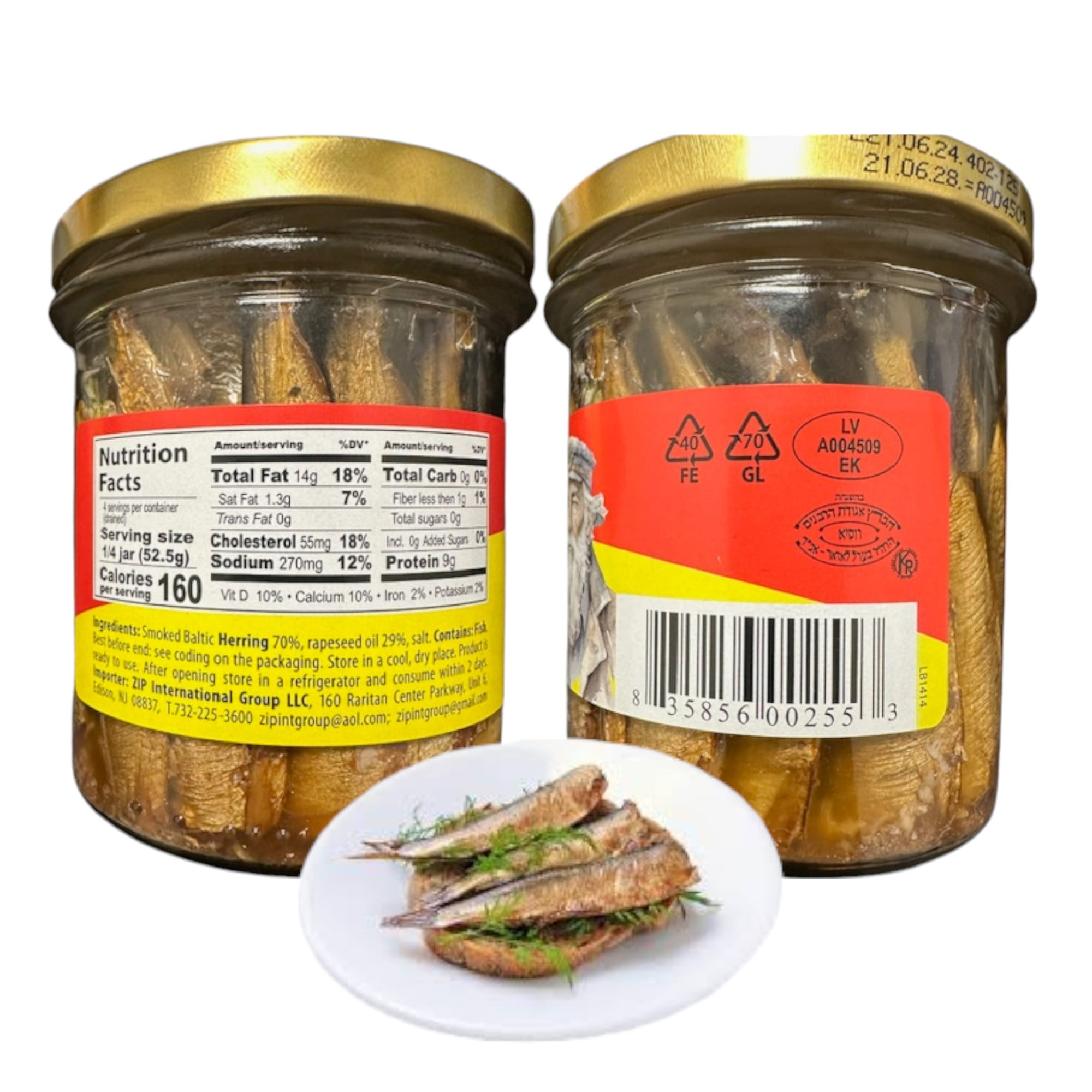 Fish Meister - Smoked GOLDEN HERRING in Oil 300g/7.40oz | Kosher Product, Non GMO, BPA Free, Keto Friendly | Rich in Omega-3 Fatty Acid, Vitamins and Minerals| Wild Caught (Pack of 2)