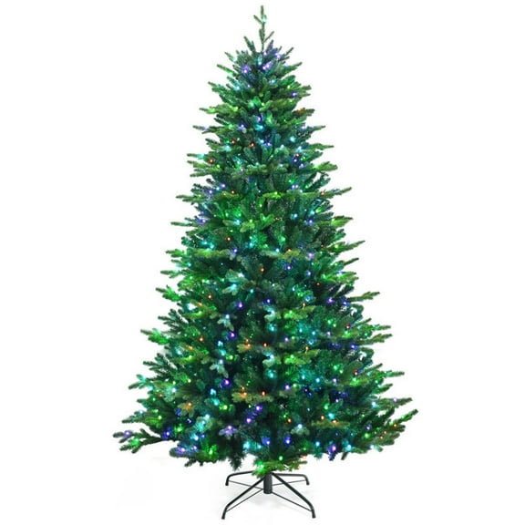 GVN Christmas Tree,Tree Christmas,Xmas Tree,Pre-lit Artificial Hinged Christmas Tree with APP Controlled LED Lights-8 ft
