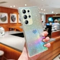thumbnail image 5 of for Samsung Galaxy S22 Ultra Case Iridescent Holographic, Gradient Bling Glitter Clear Phone Case with Camera Lens Cover Soft Shockproof Cute Heart S22 Ultra Case for Women Girls 6.8" (Black Heart), 5 of 10