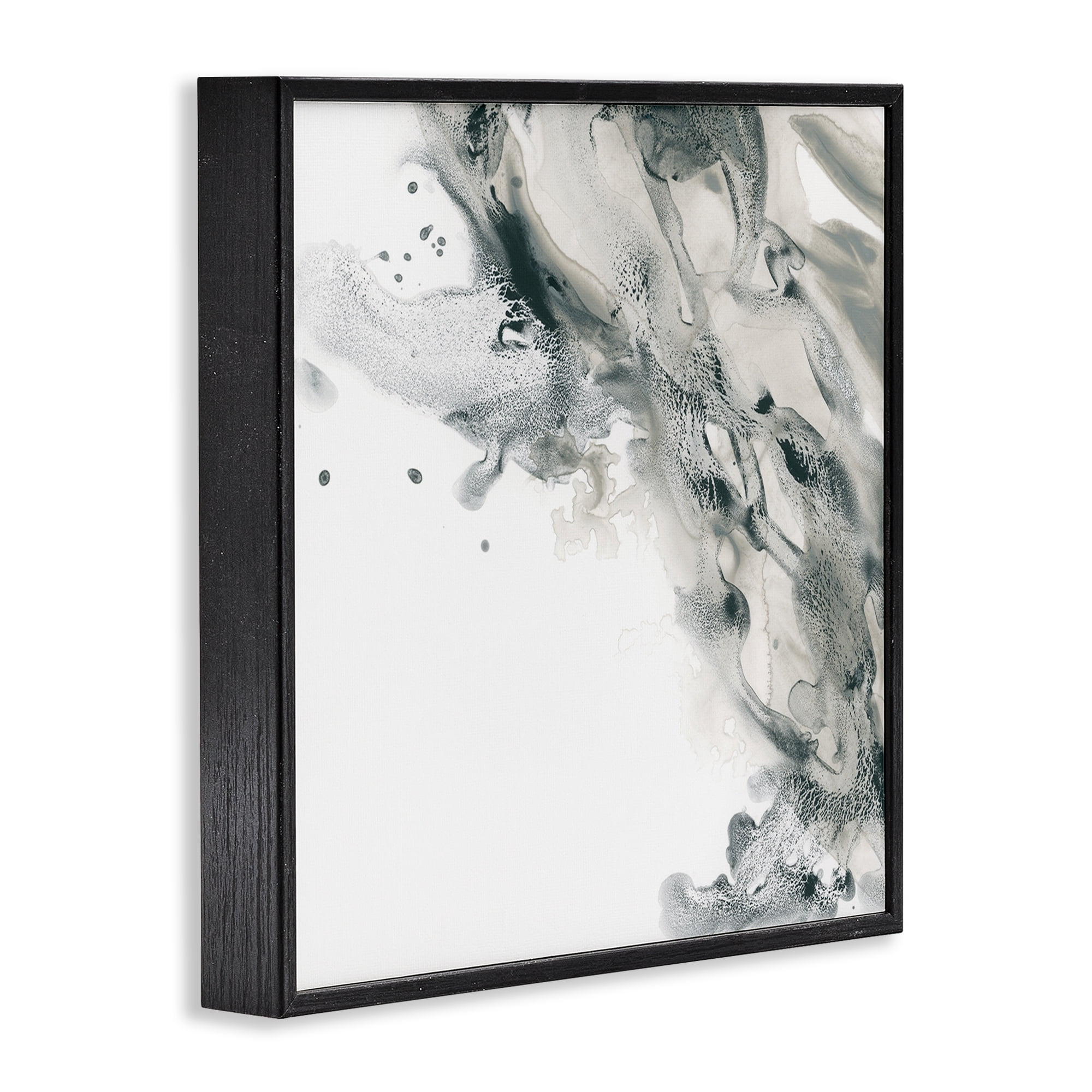 Stupell Industries Grey Swirled Liquid Abstract Painting Black Framed Art Print Wall Art, 24 x 24