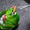 thumbnail image 6 of Hzzsbu 1 Pc Ceramic Frog Incense Holder with Lotus Leaf Tray Small Cute Animal Statue Aromatherapy Incense Burner Home Ornament, 6 of 7