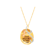Angel Pendant Necklace with Swarovski Crystals in 18kt Three-Tone Gold-Plated Sterling Silver