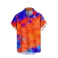 thumbnail image 4 of Ceisia Men's Slim-Fit Orange-Purple Tie-Dye Short Sleeve Button-Down Shirt Blue XXL Gifts, 4 of 6