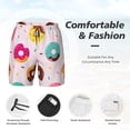 thumbnail image 6 of Picia Donut pattern Mens Swim Trunks with Compression Liner Stretch Beach Shorts Quick Dry with Zipper Pockets No-Chafing Board Shorts-Small, 6 of 9