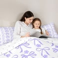 thumbnail image 4 of Manfei Purple Bow Flower Full Size Comforter Sets for Girls, Cute Ribbon Bedding Sets, Reversible, 3 Pieces, 4 of 6