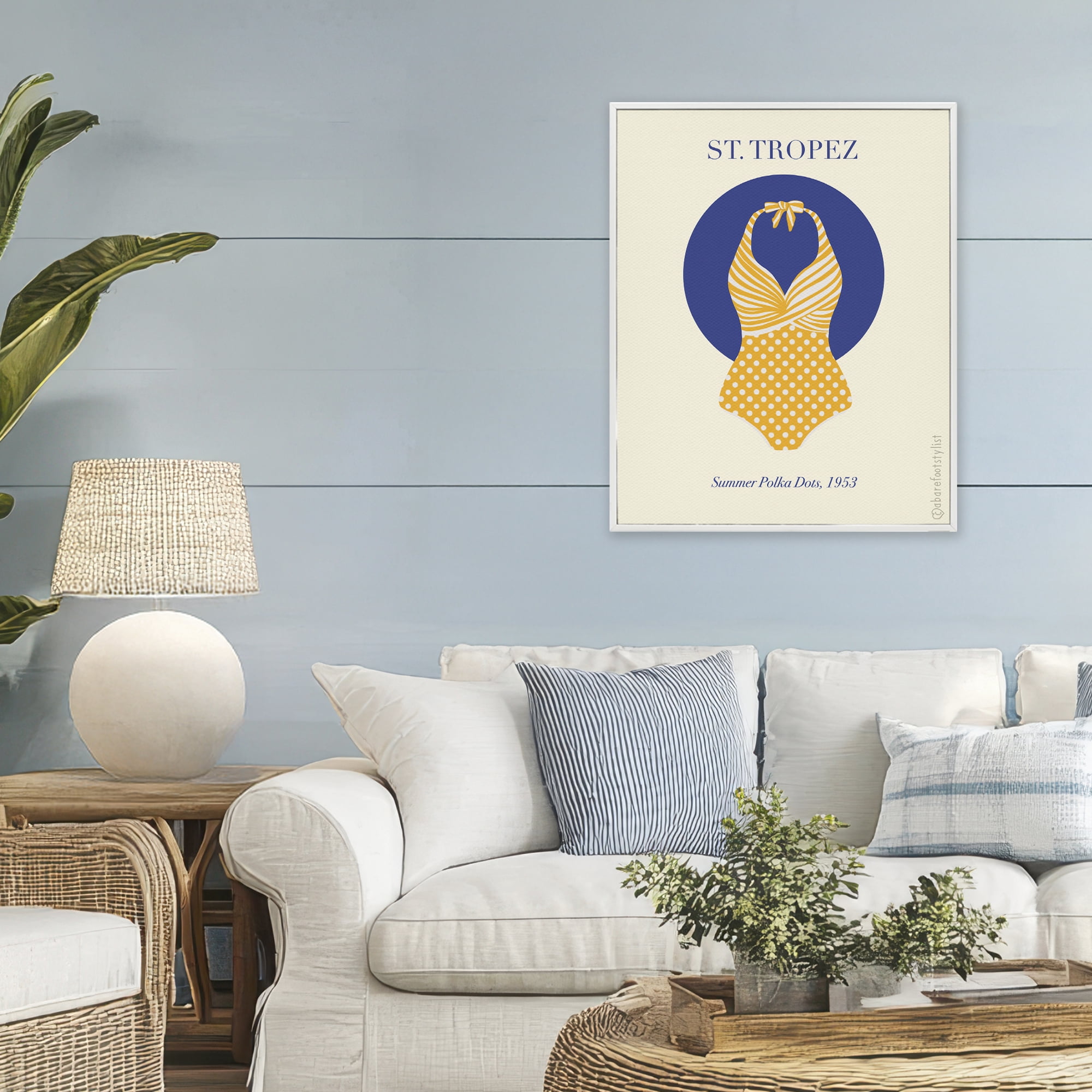 Stupell Industries St. Tropez Dotted Swimsuit White Framed Giclee Art, design by A Barefoot Stylist