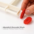 thumbnail image 6 of OVENTE Pasta Pastry and Ravioli Cutter with Adjustable BPA-Free Wheels and Compact Easy to Remove 3-Wheel Design, Dough Slicer Perfect for Homemade Pasta Cookie and Pie, Red and White ACPPA7100R, 6 of 10