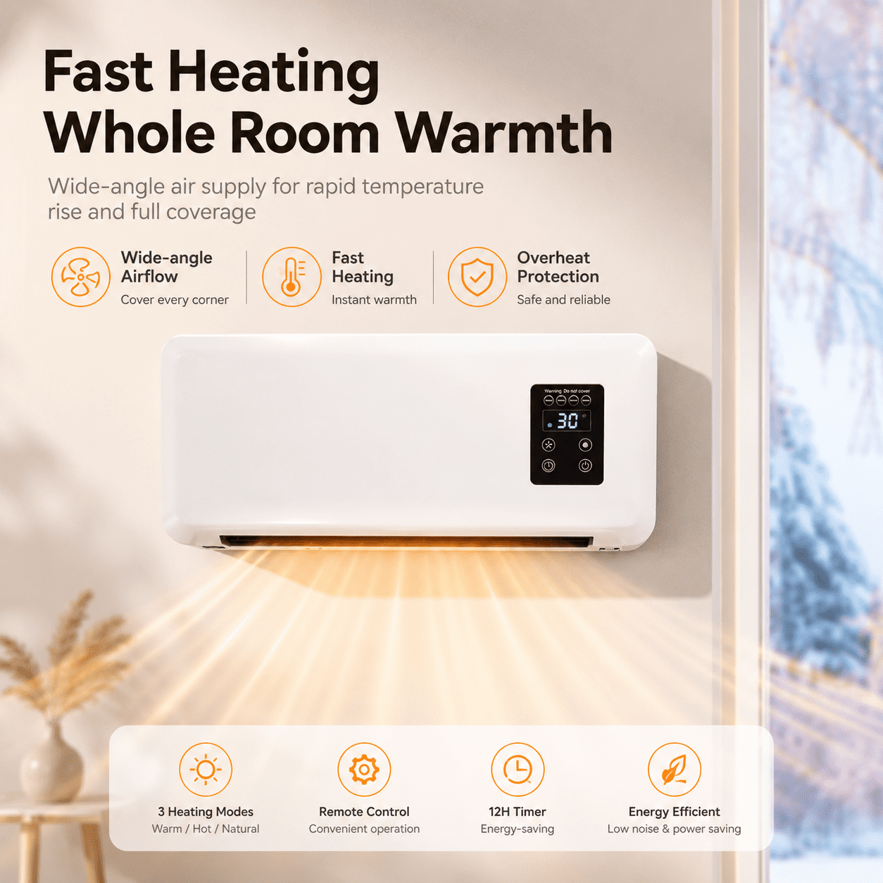 Mini Wall Mounted Air Conditioner,2-in-1 Portable AC Unit with Cooling & Heating,Ductless Split System with Remote,Quiet Personal Air Conditioner for Bedroom Home Office