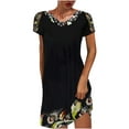 thumbnail image 2 of YUNAFFT Womens Dresses Clearance Women's Fashion Comfortable Casual Ethnic Short Sleeve Round Neck Print Dress Sale, 2 of 8