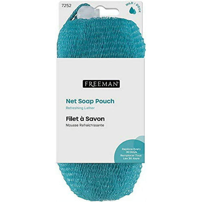 MainBasics Exfoliating Bar Soap Pouch Dual-Sided Body Scrubber - Fits  Standard Size Soap Bars, Blue