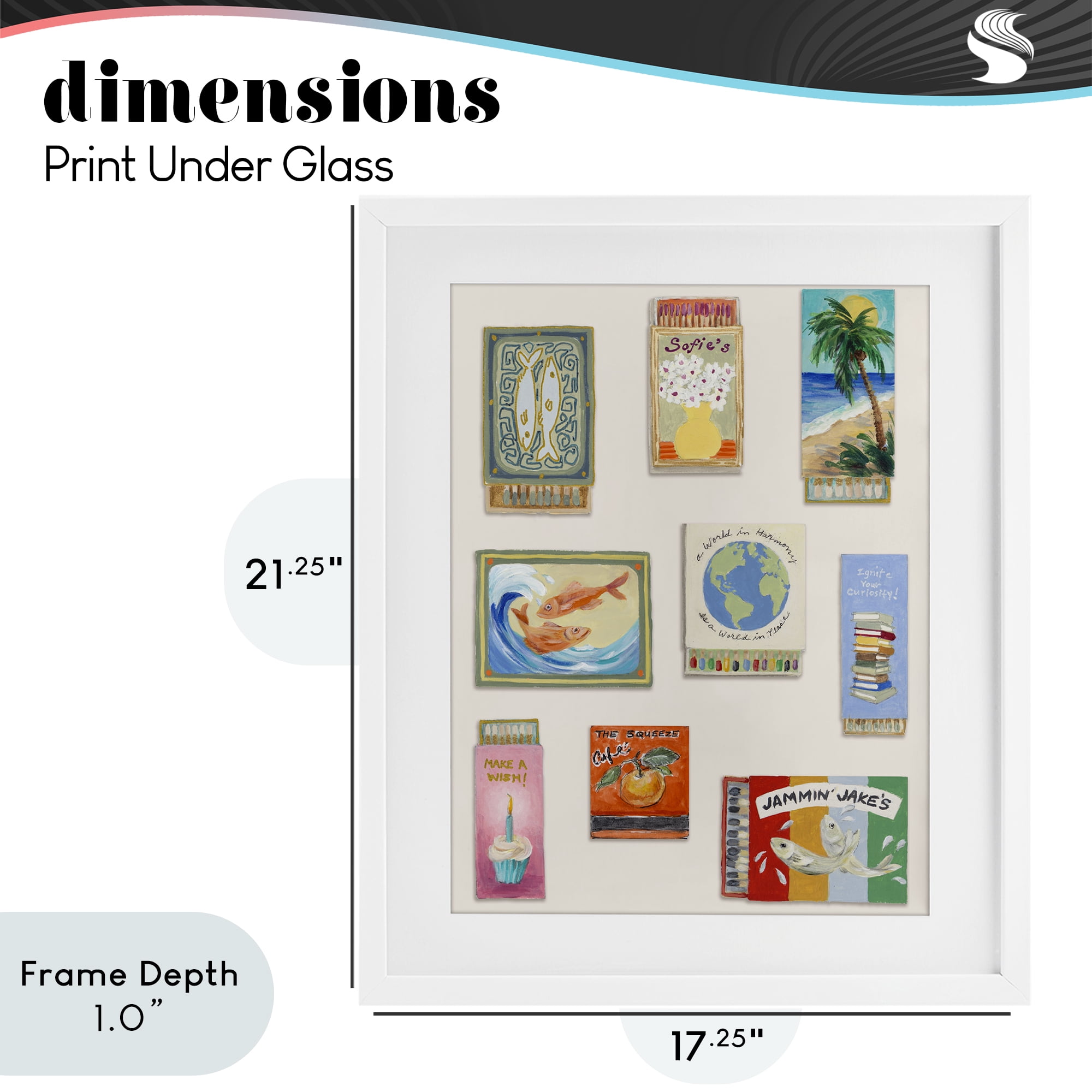 Stupell Industries World Matchbox Collection White Framed Print Under Glass, design by Lanie Loreth