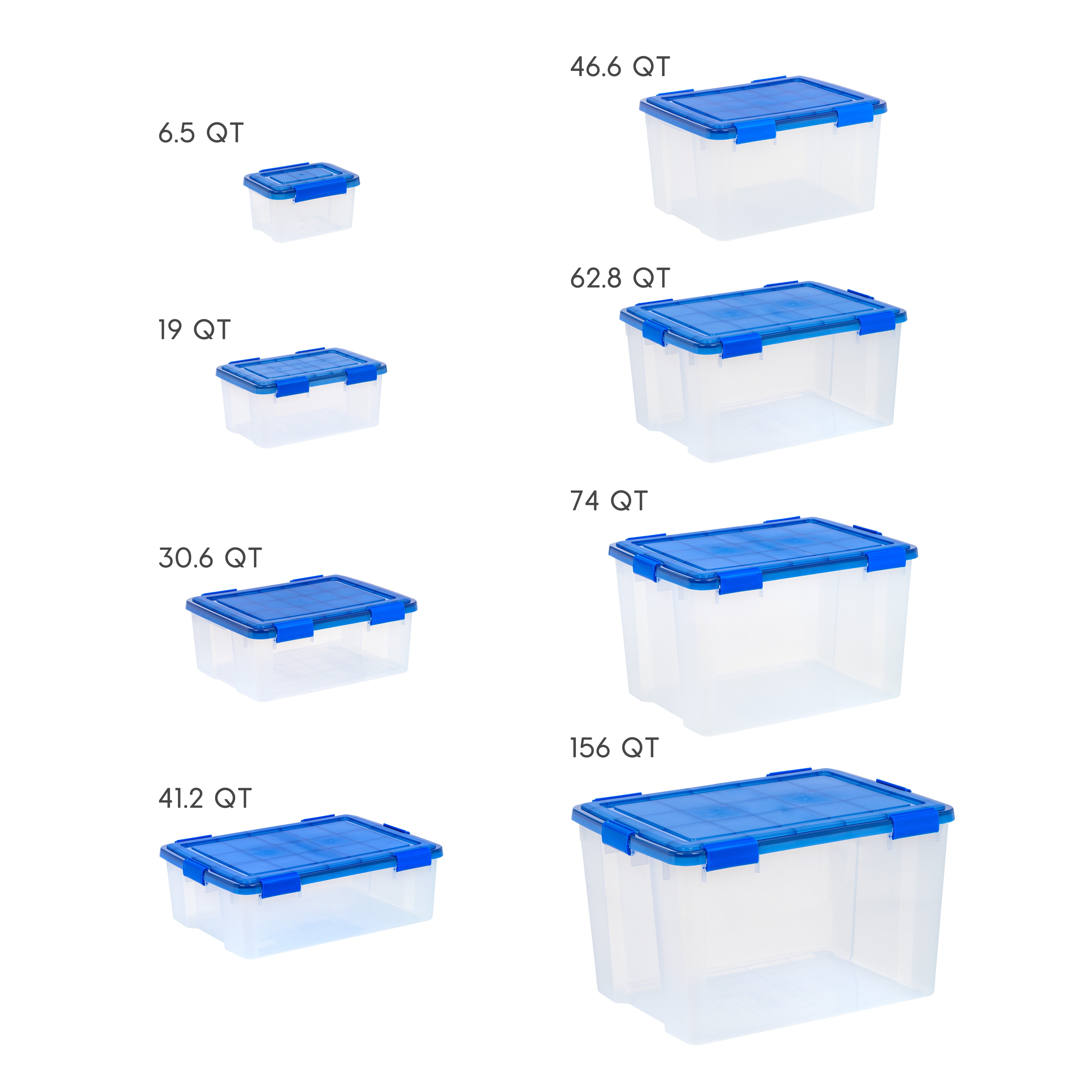 Idomy 4 Packs 30 L Clear Plastic Large Storage Boxes with Lids and Wheels 