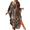 Leopard, variant on Women's Dress Summer Long Sleeve V-Neck Loose Flowing Print Bohemian Maxi Dress Free Size