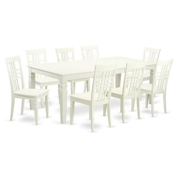 Atlin Designs 9-piece Wood Dining Table and Chairs in Linen White