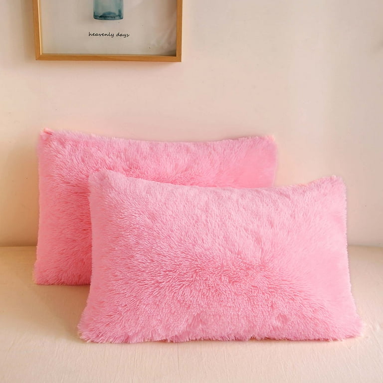 XeGe 3 Piece Fluffy Duvet Cover Set, Luxury Ultra Soft Faux Fur Fuzzy  Comforter Cover Set, Velvet Shaggy Plush Furry Bedding Set with 2 Pillow  Covers, Zipper Closure, Queen Size, Pink 