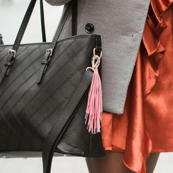 Clispeed Women Keychain Tassel Pendant Pink Pu 1Pack